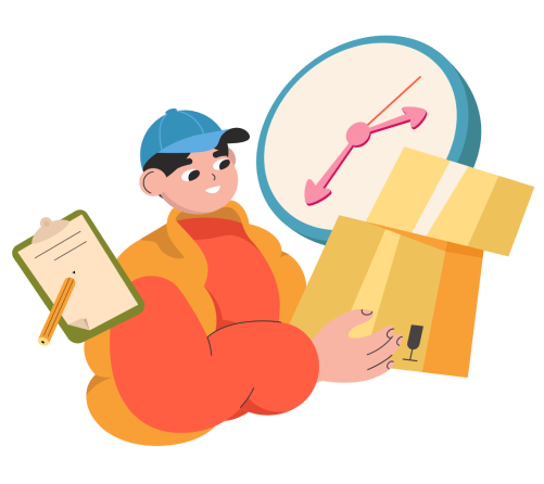 Courier-with-a-watch-a-tablet-and-a-pencil-delivers-the-boxes-on-time